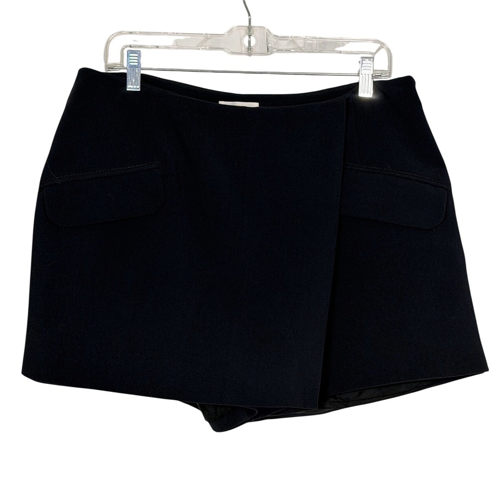 Maeve by Anthropologie Black Wrap Front Skort Size 14 High Waisted Skirt Look